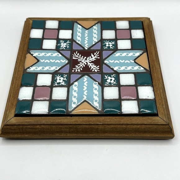 Hand Painted Ceramic Tile Trivet Square 6" Hanging Artist Carolyn Payne Vintage - Picture 1 of 4